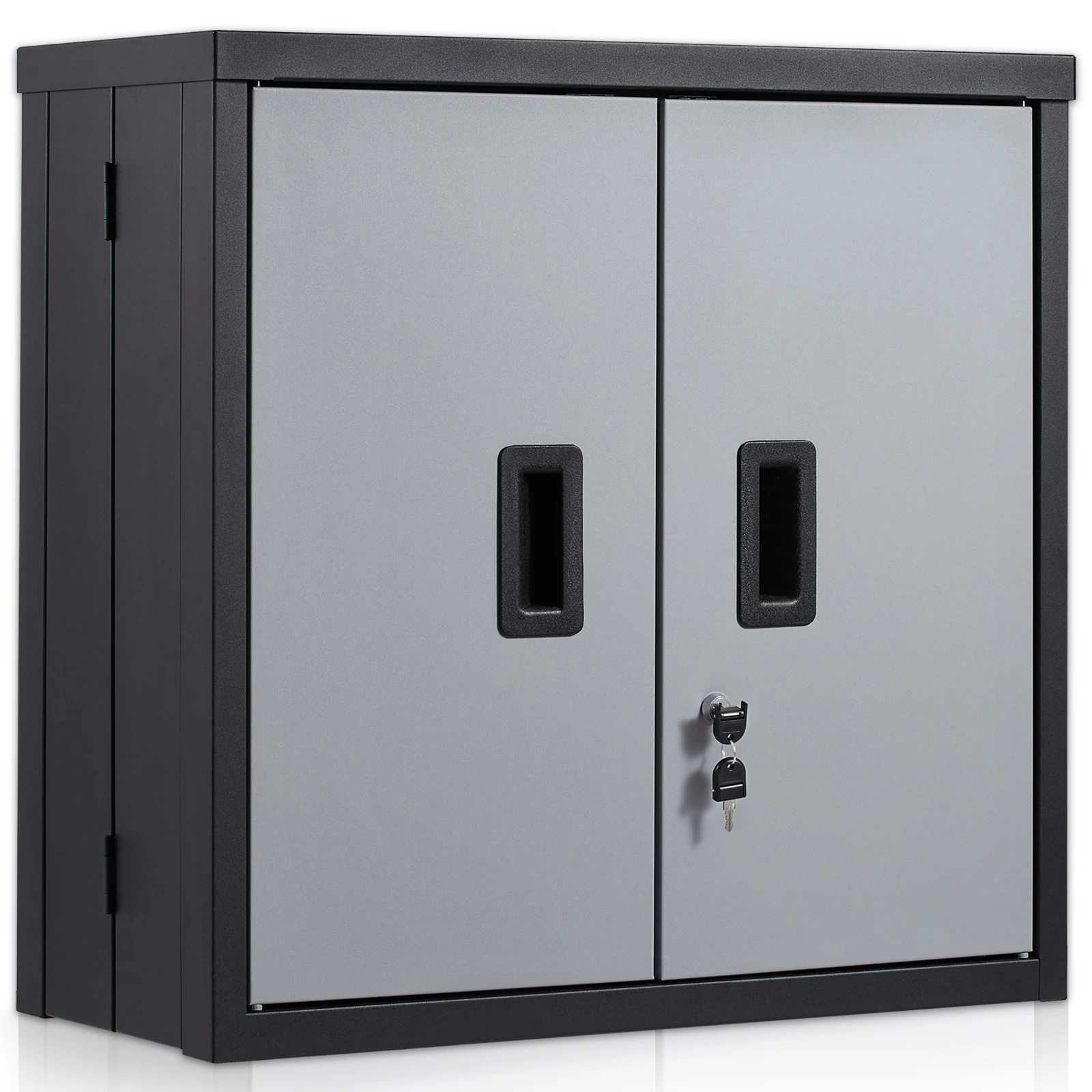 17278-5439a2.jpg SucceBuy Foldable Wall Cabinet Metal Garage Locker Mounted Tool Chest Adjustable Shelf Magnetic Door for Warehouse Office Home