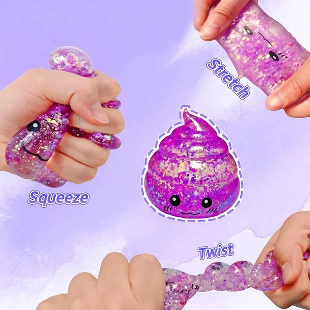 1/6PCS Sparkling Poop Maltose Fidget Toys Slow Rebound Squeeze Stress Relief Pinch Toys Poo Funny Sensory Toy for Kids Gifts 2