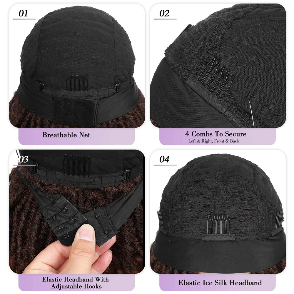 Dreadlocks Headband Wig Synthetic Braided Lce Silk Hairband Wig For Black Women Crochet Hair Tail Curl Dirty Braid Daily Use
