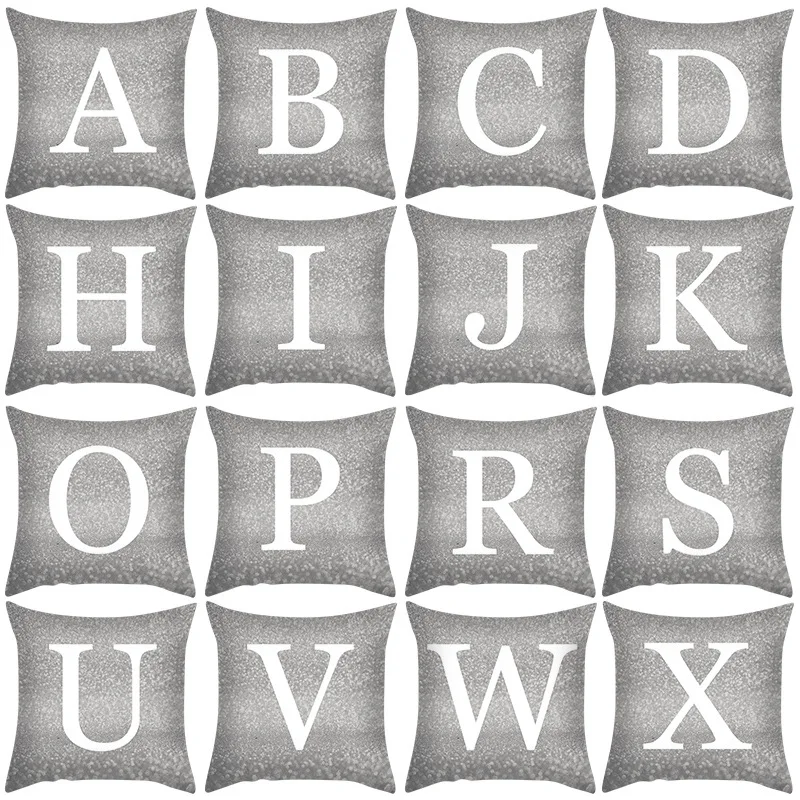 

Black and White 45*45cm Letter Pillow Case Pillow Cushion Cover Throw Pillows Sofa Living Room Cushions English Alphabet Gift