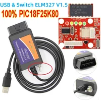Top quality 100% PIC18F25K80 Chip super ELM327 V1.5 USB Switch ELM 327 CAN/MS CAN For scan OBD2 Diagnostic Scanner 1