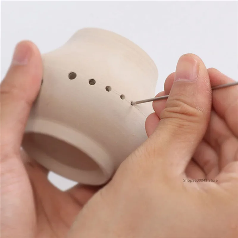 Stainless Steel Hole Puncher Carving Sculpture Modeling Pottery Cutting and Punching Ceramic Polymer Clay Tools 6 Pieces/set