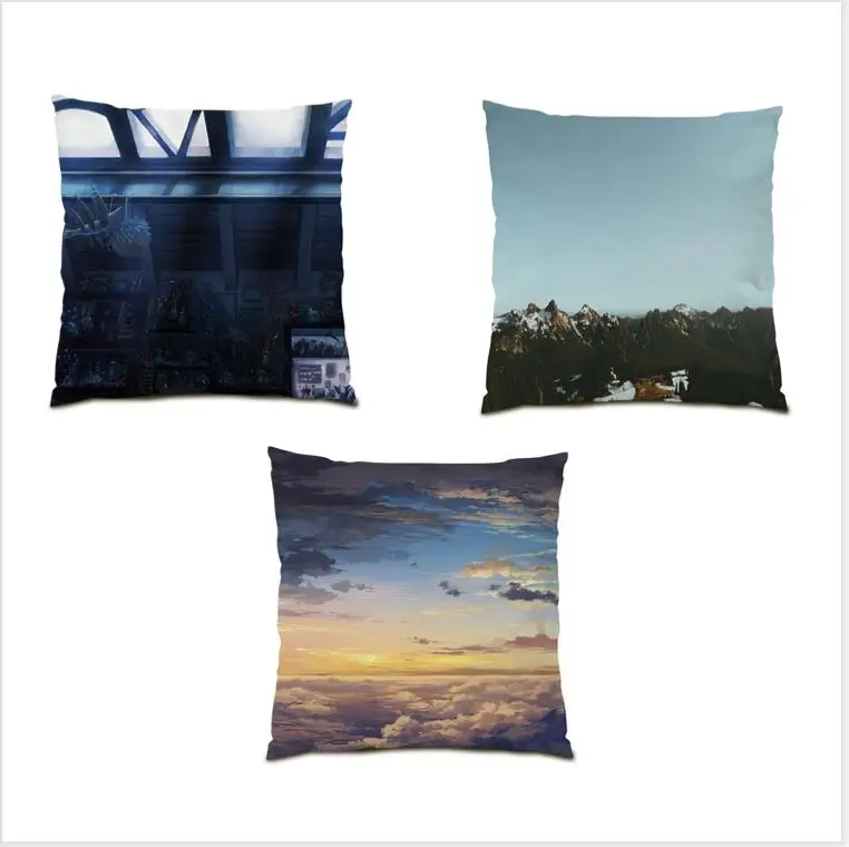 

Nature Landscape Home Decoration Cushion Covers 45x45 Comfortable Funny Sofas for Bedroom Velvet Pillowcase Creative Gift E1128