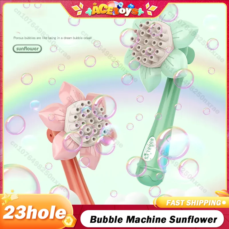 

23-hole Bubble Machine Sunflower Bubble Stick Rocket Electric Outdoor Parent-Child Interactive Summer Kids Toys Bubble Maker