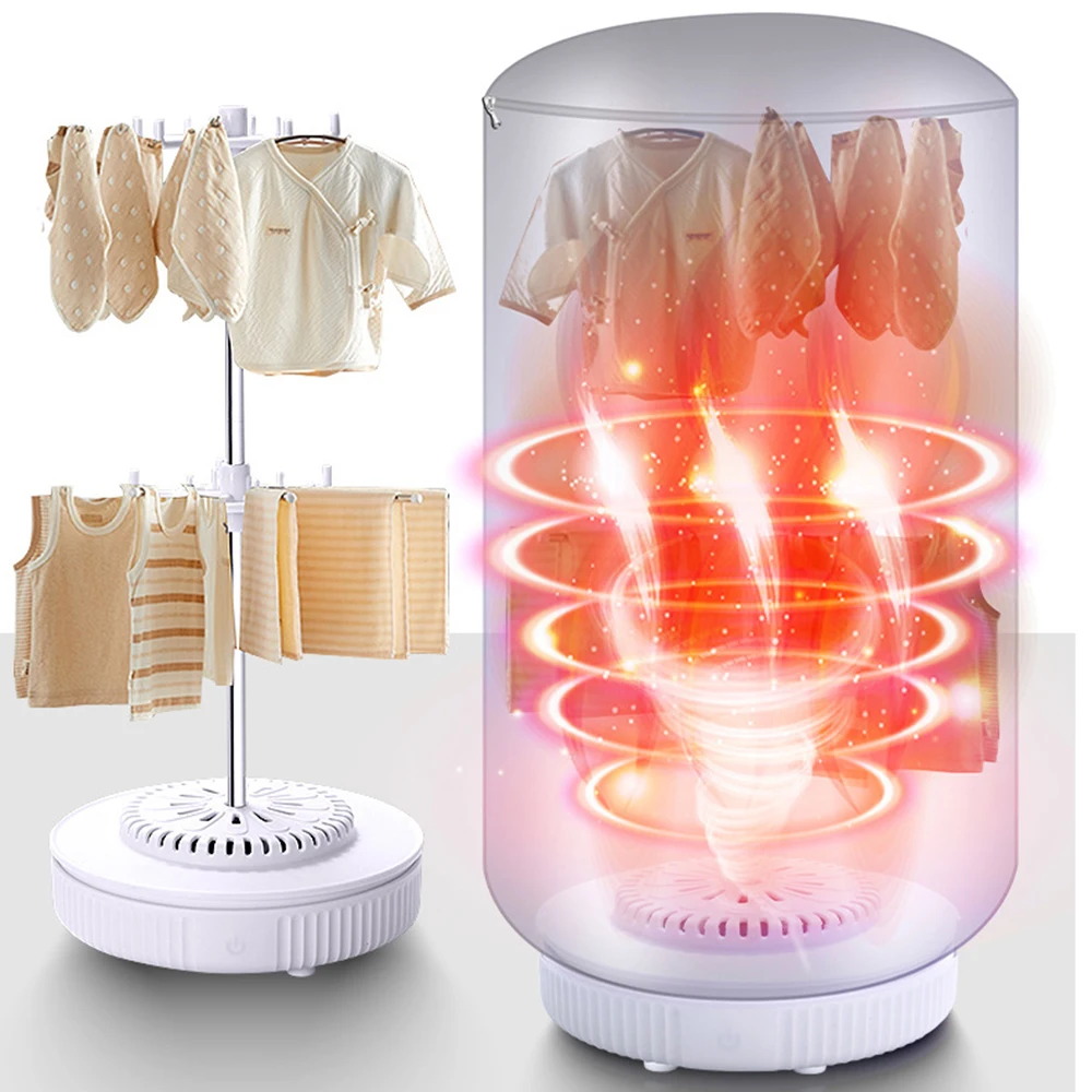 

Portable Electric Clothes Dryer Mini Travel Folding Warm Air Baby Cloth Drying Machine Heater Hanger Laundry Clothing Rack