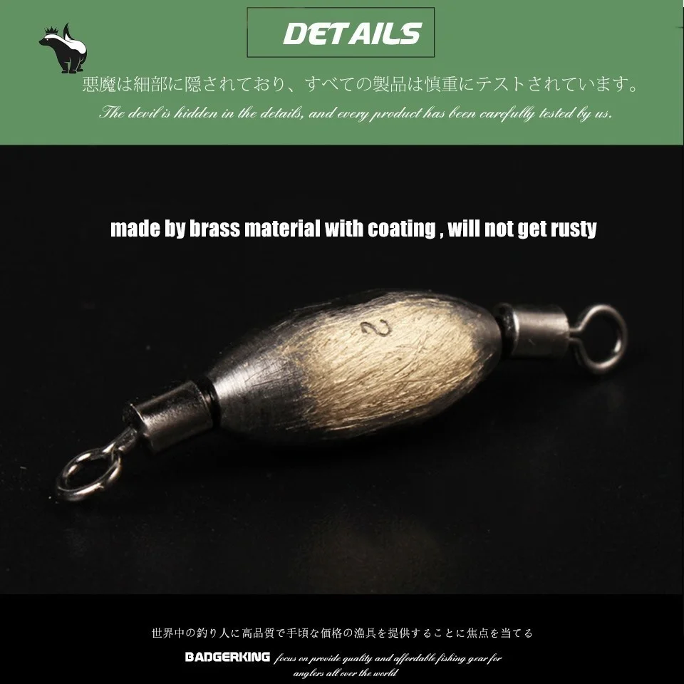 Brass Swivel Weight Sinker Connector Fishing Accessories 5pcs/Lot