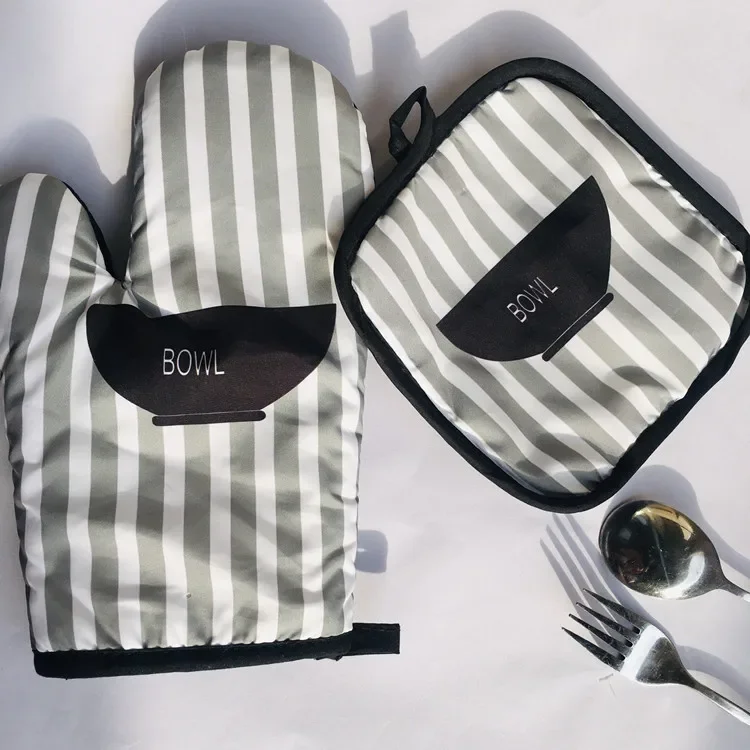 2Pcs/set Microwave Baking BBQ Cotton Pot Holders Kitchen Gloves