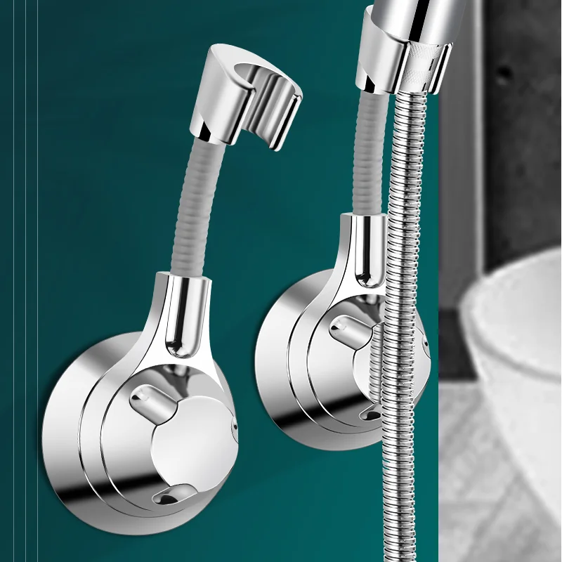 ที่ยึดหัวฝักบัวแบบปรับได้อเนกประสงค์, ขายึดแบบสุญญากาศไร้รอยติดตั้งโดยไม่ต้องใช้ตะปู, หมุนได้ 360 องศา °   อุปกรณ์เสริมในห้องน้ำแบบหมุนได้สำหรับมือถือ 1