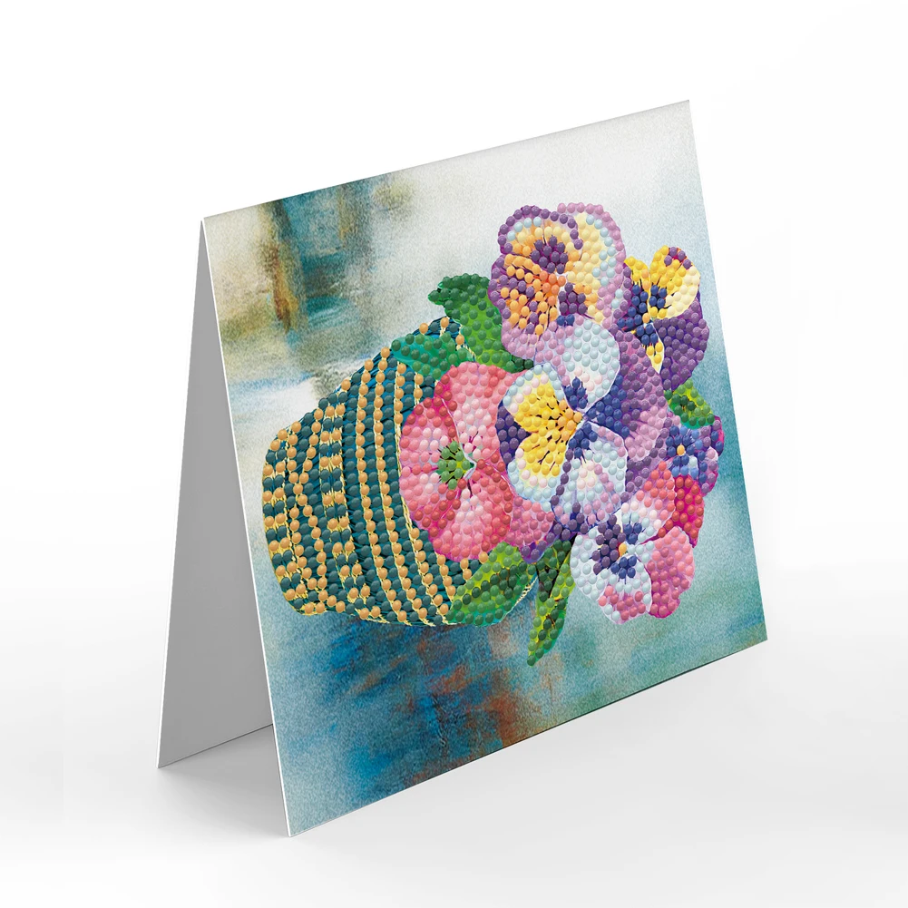 8pcs Creative DIY Diamond Drawing Greeting Cards Mosaic Postcards Christmas Holiday Birthday Gifts Accessories