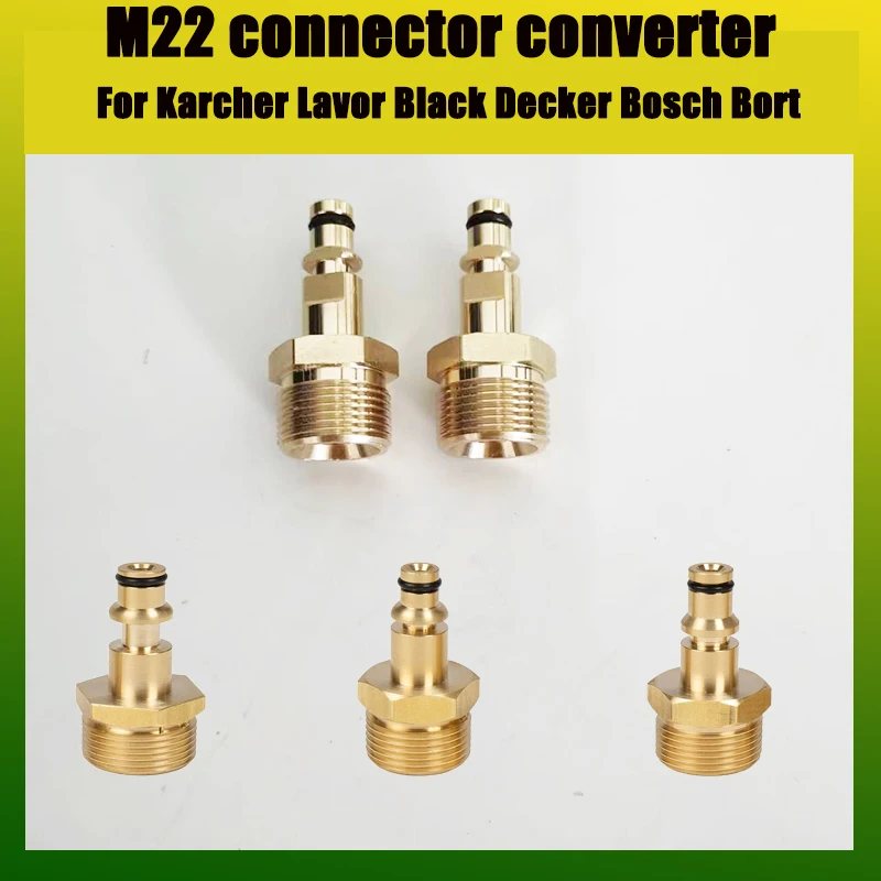 

M22 Adapter High Pressure Washer Hose Adapter Pressure Pipe Quick Connector Converter Fitting for Karcher Lavor Bosch Washer Gun