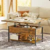 40" Lift Top Coffee Table ，4 in 1 Convertible Dining Table with Hidden Compartment Home Office, Rustic Brown 1