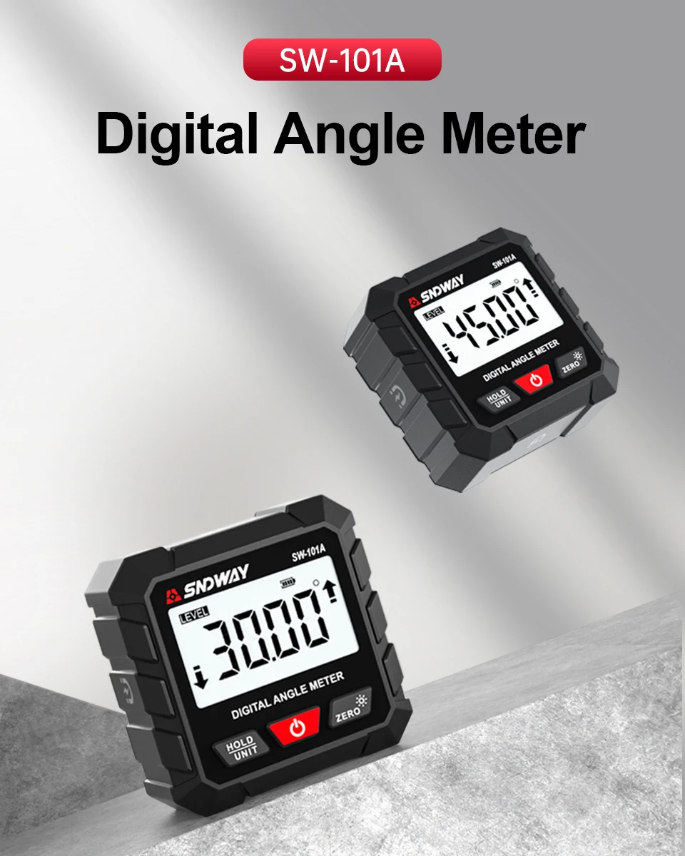 SNDWAY Digital Inclinometer High Precision Electronic Angle Ruler Portable Level