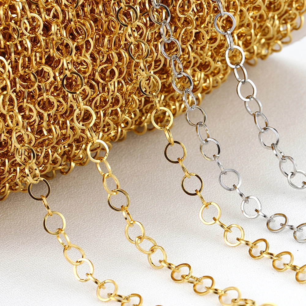 2meters Gold Color Stainless Steel Polishing O Ring Chain For Necklace Diy Jewelry Making Findings Materials Handmade Supplies Jewelry Findings Components Aliexpress
