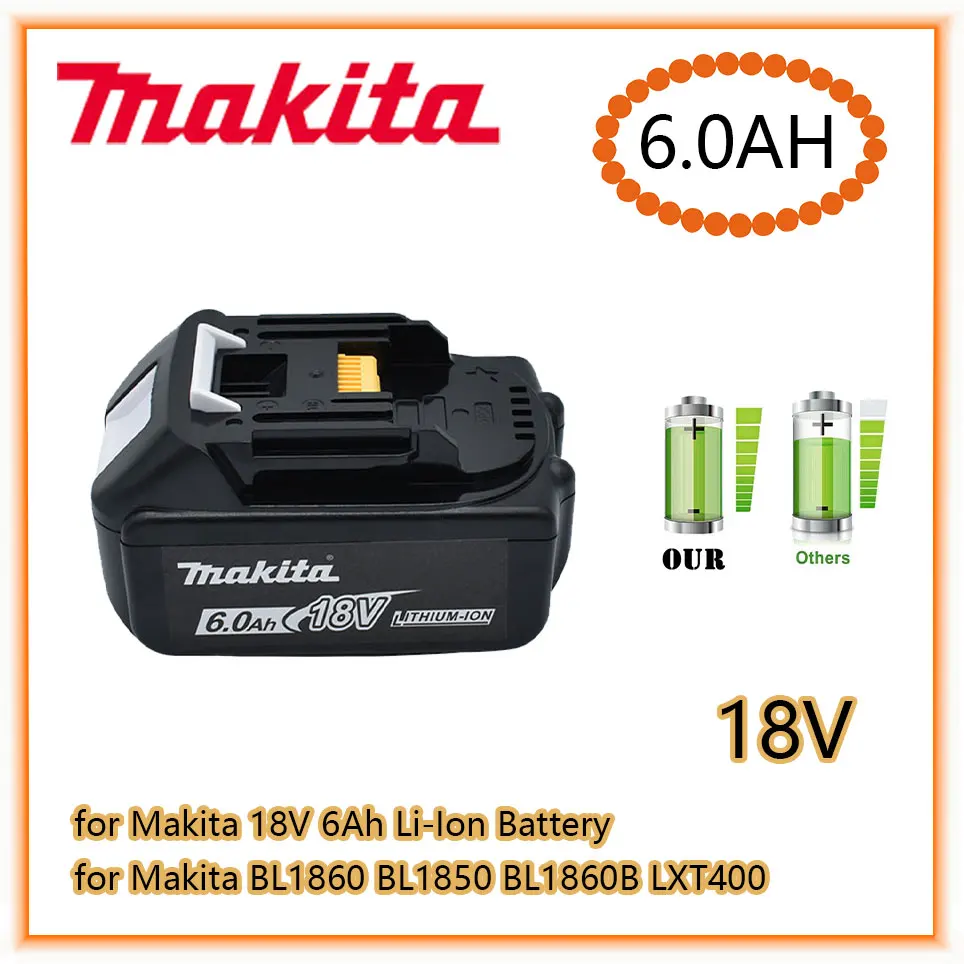 

Makita Original 18V 6000mAh Lithium ion Rechargeable Battery 18v drill Replacement Batteries BL1860 BL1830 BL1850 BL1860B