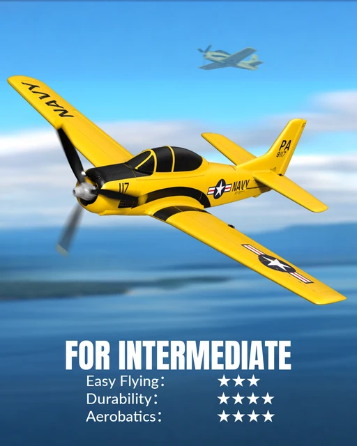 VOLANTEXRC T28 Trojan RC Plane 2.4G 4CH EPP Foam RC Warbird Fighter with Xpilot Self Righting One Key Aerobatic RC Airplane 2