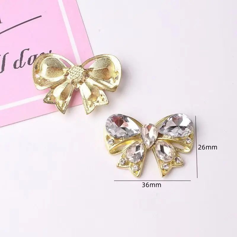 26*36mm 합금 라인스톤 리본 크리스탈 헤어 액세서리, DIY 수제 재료, 의류 및 로리타 의류 2개
