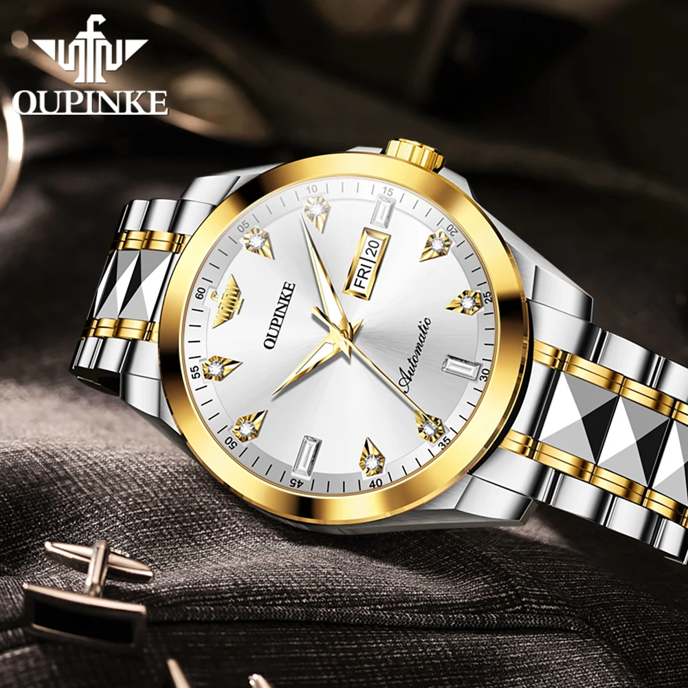OUPINKE 3286 Brand Original Men's Watches Waterproof Luminous Automatic Mechanical Watch for Dual Calendar Sapphire Wristwatch