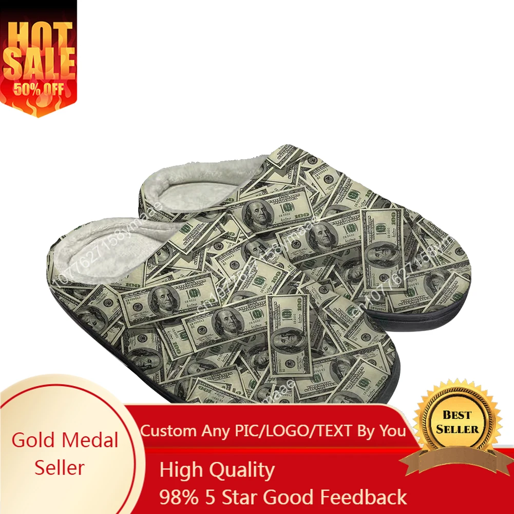 Hot Cool USA Dollar Fashion Cotton Custom Slippers Mens Womens Sandals Plush Casual Keep Warm Shoes Thermal Comfortable Slipper