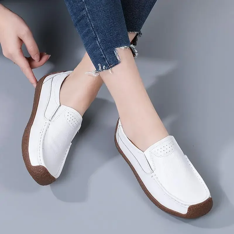 

Moccasins Women's 2024 Summer New Leather Low-Cut Flat Pumps Pregnant Women Non-Slip Loafers Flat