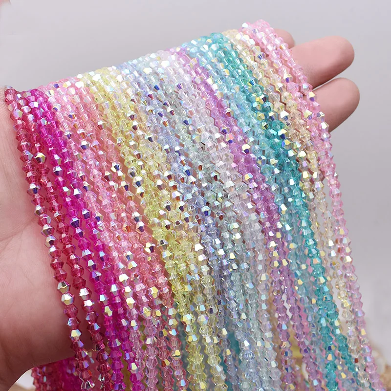 4mm 2 strand 160pcs AB Color Bicone Crystal Glass Beads Loose Spacer Beads Austria Faceted Crystal Jewelry Making DIY