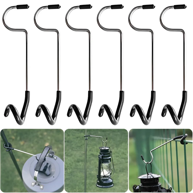 LightStandHolderHooksStainlessSteelPortableTentPoleLampHanger