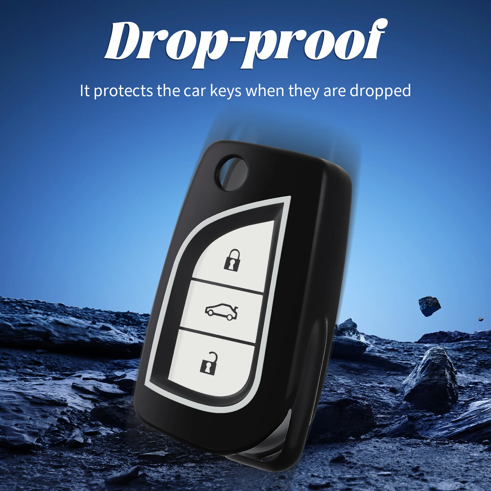 Premium Car Key Case Cover with Sleek TPU Keychain - Durable Protective Shell