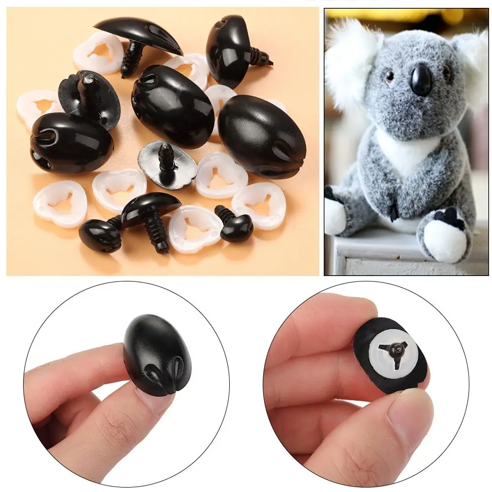 10Pcs Plastic Black Oval Safety Noses Doll Animal Dog Noses for Bear Stuffed Toys DIY Craft Wool Felting Accessories