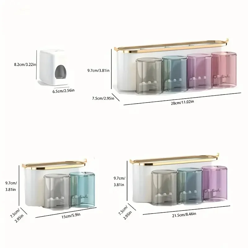 Wall-Mounted Toothbrush Rack Set 6