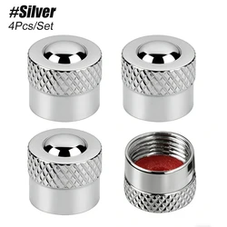 Airtight Seal Tire Valve Caps with O - Ring - Set of 4 Universal Stem Covers (Silver)