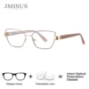 JMISUS New Arrivals Cateye Prescription Eyeglass Women High-quality Metal Blue Light Blocking Photochromic Optical Glasses