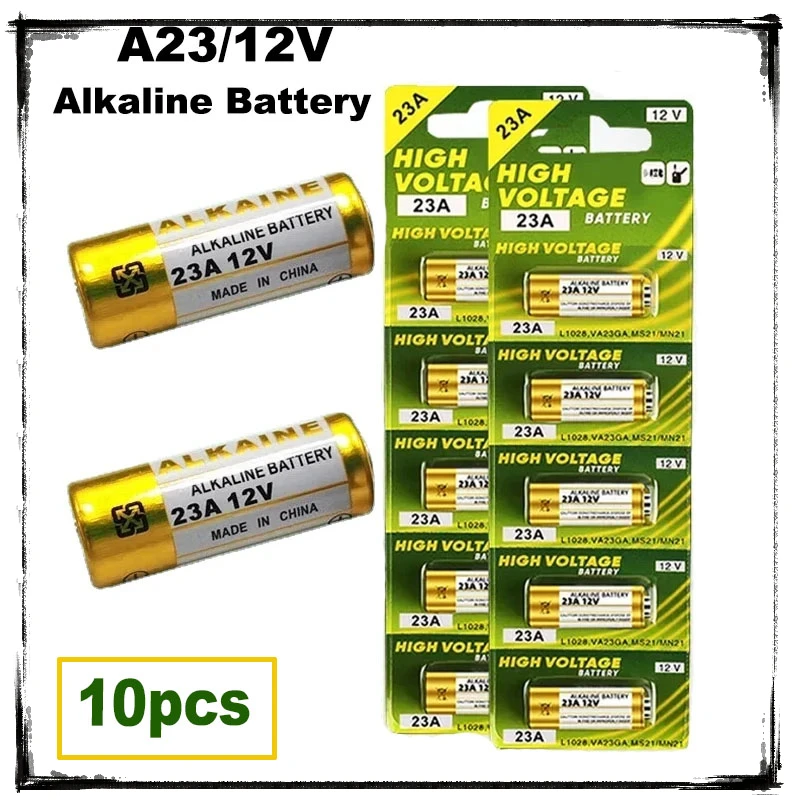 

10PCS 12V Alkaline Battery A23 23A 23GA A23S E23A EL12 MN21 MS21 V23GA L1028 GP23A LRV08 For Remote Control Doorbell Dry Cell