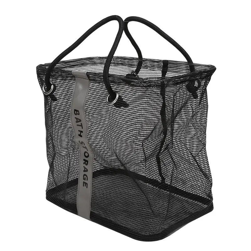 Tragbare Mesh Kulturbeutel Griff Schnell Trocknend Große Kapazität Badezimmer Dusche Reise Make-Up Tote Handtasche Organizer Korb – Detail 18