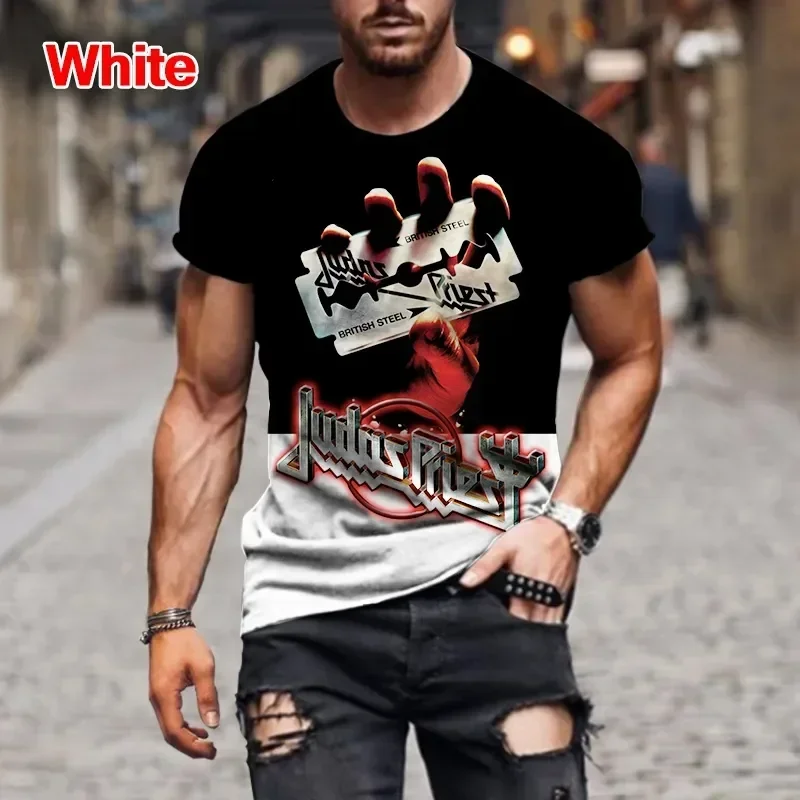 

2023 new Fashion Rock Judas Priest Band 3D Printed Oversized Tee For Men Casual O-neck Short Sleeve T-shirt