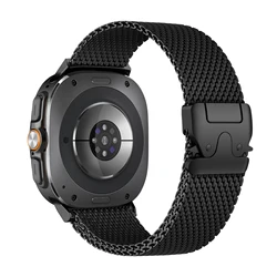 Milanese Loop Stainless Steel Watch Strap - Premium Parachute Bracelet Design - Galaxy watch Ultra (Thick black)