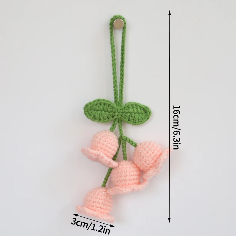 Elegant Handmade Lily of the Valley Crochet Flower Keychain and Hanging Decoration