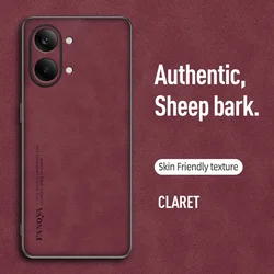 Elegant Plain Leather Suede Phone Case - Comfortable and Stylish Cover - Poco X5 (CRIMSON)