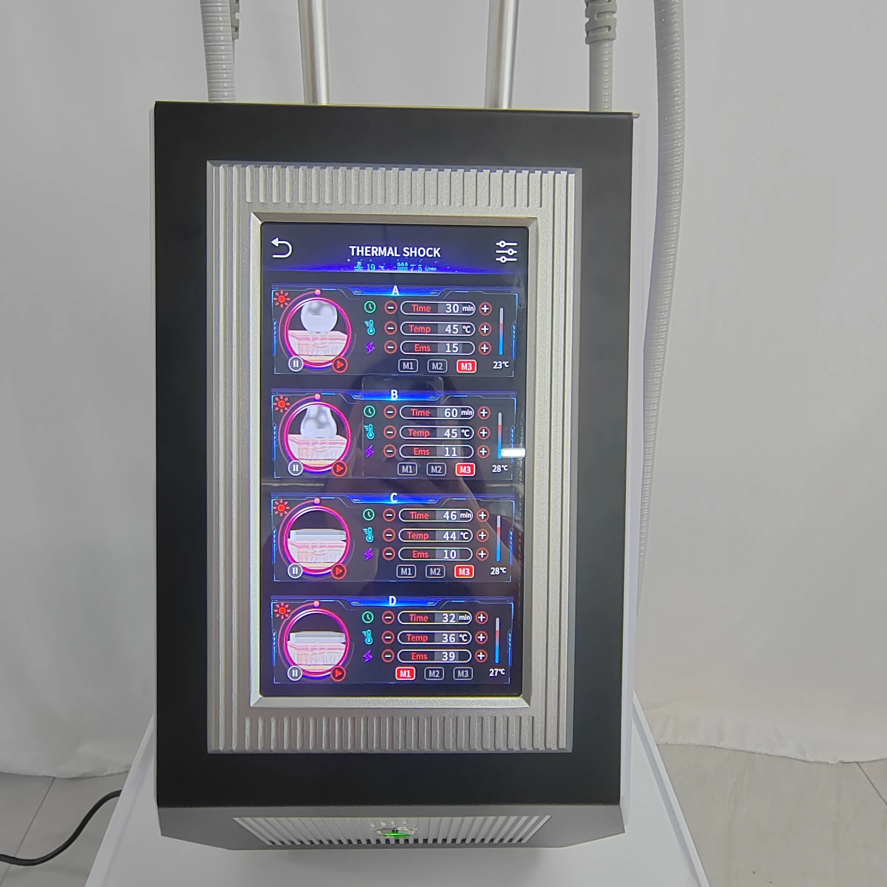저온 T-임팩트 슬리밍 머신, 얼굴 및 바디 저온 피부냉각기, 전문가용 T-임팩트 스킨쿨리