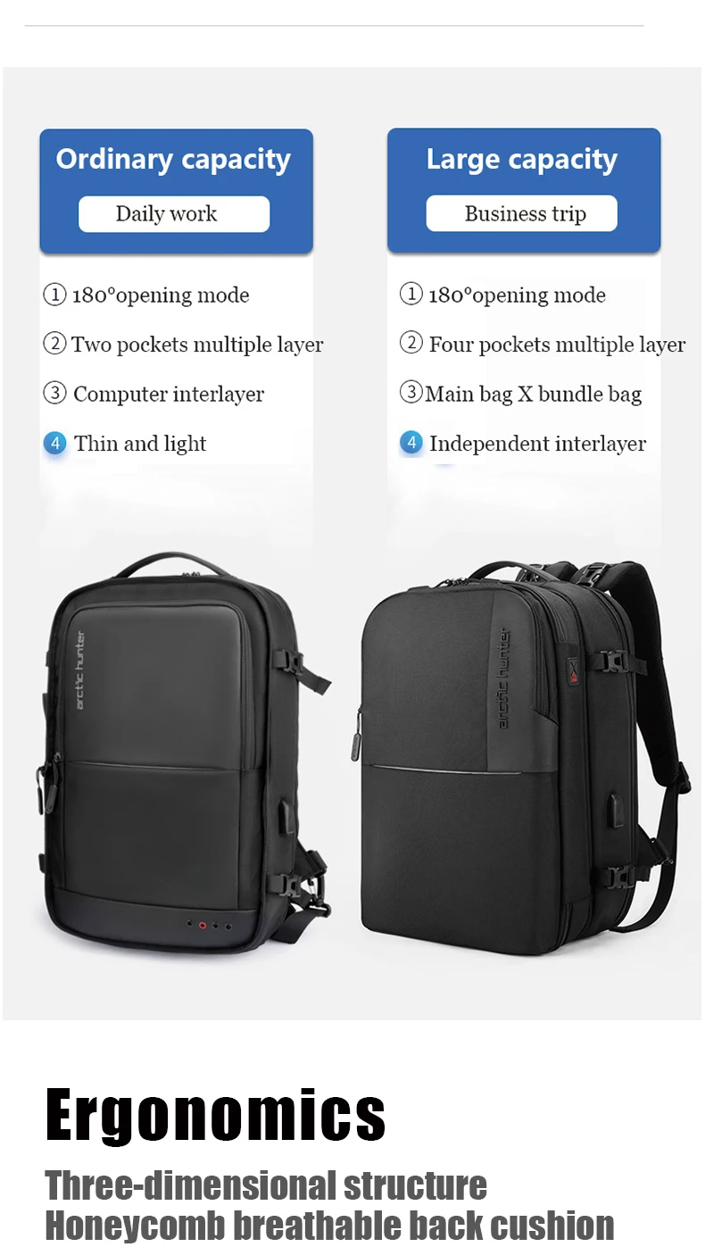 ARCTIC HUNTER B00382 2 in 1 Detachable17 inch Laptop Backpack