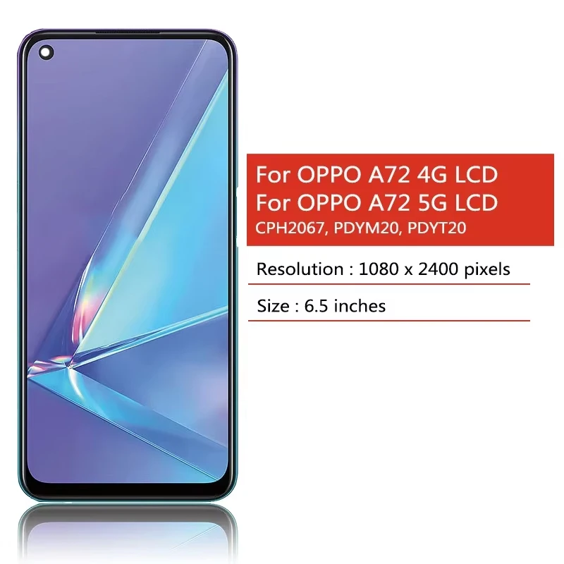 Écran LCD + Vitre Tactile Pour OPPO A72 (CPH2067) Violet - Neuf D'origine