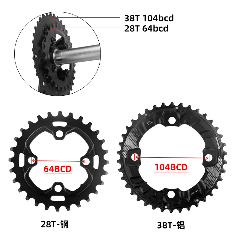 Prowheel Pédalier De Vélo 170 Mm 104 BCD Avec Kit De Pédalier Et
