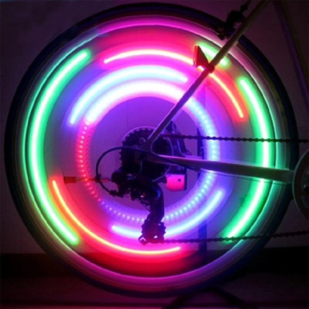 Luce per raggi ruota per bicicletta Mini LED Neon Luce per raggi per bici 3 modalità di illuminazione Spia di sicurezza Luce per ciclismo Accessori per biciclette - immagine 2