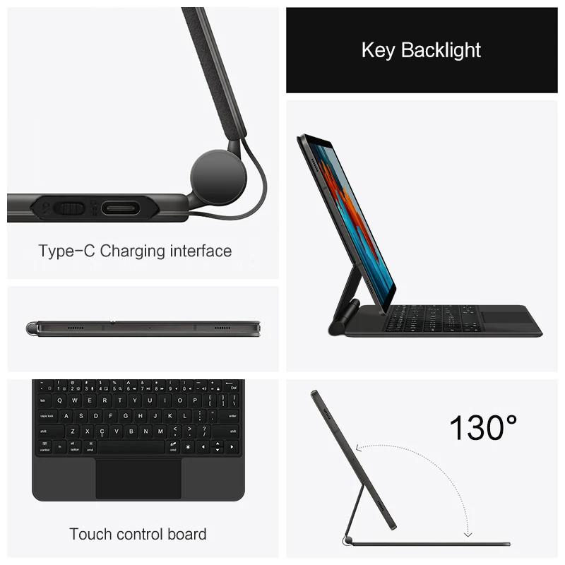 Funda 삼성 갤럭시 탭 S7 S8 S9 FE 11 인치 T870 X700 X710 SM-X510 10.9 인치 스마트 케이스 터치패드 매직 키보드, 백라이트 포함