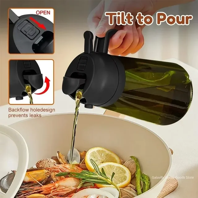 Dark Glass Olive Oil Sprayer – 2-in-1 Cooking Bottle 3