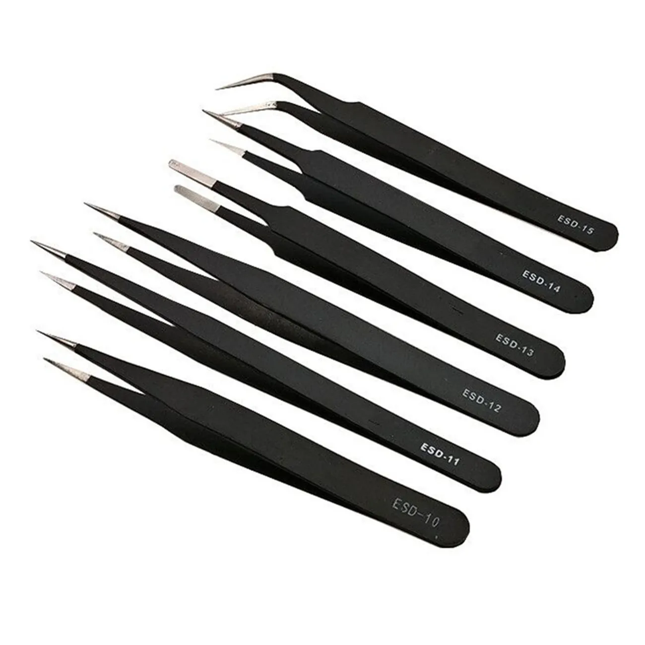 1PCS Thickened High Elasticity Forceps Elbows Pointed AntiStatic Black