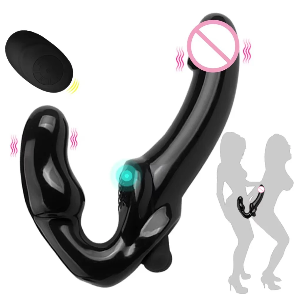 Sex Toys Strapless Strap-on Dildo Vibrator Strapon for Lesiban Remote Control 10 Speed Double-heads Vibrator for Women Adult