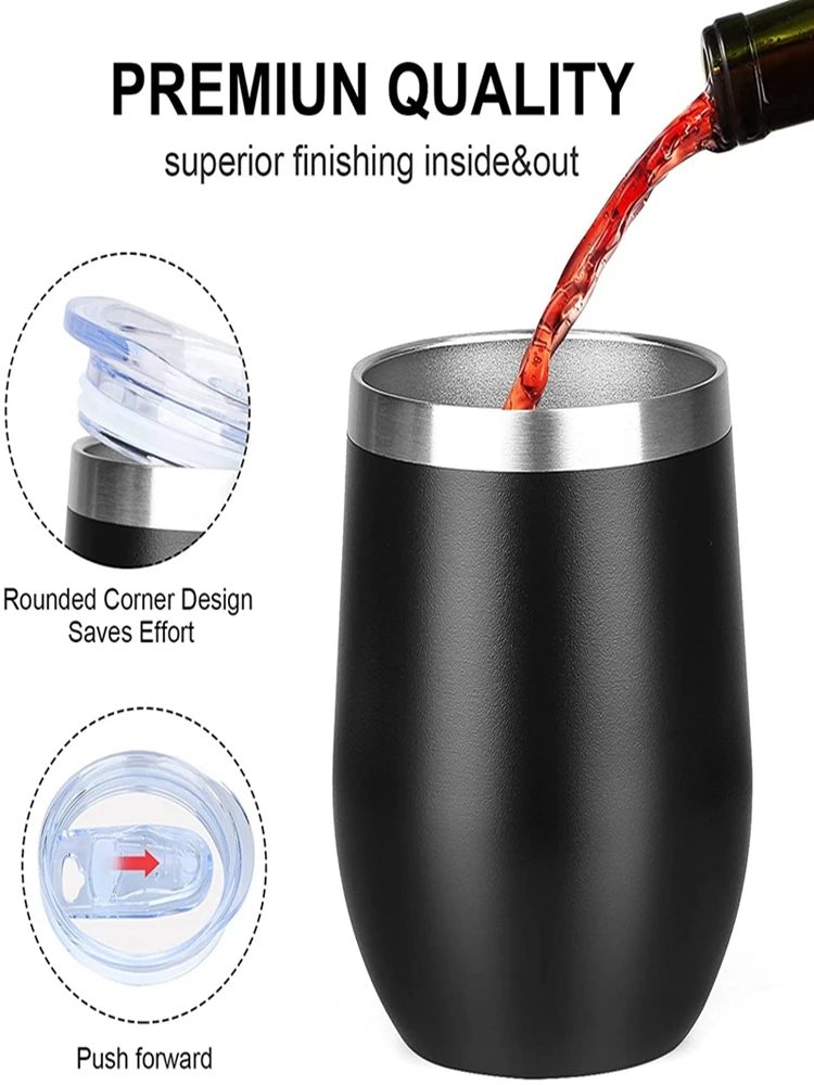 12oz Stanley Stainless Steel Wine Copo Cafe Double Walled Insulated Tumblers With Straw Egg Tumbler Travel Caneca Térmica Tasses
