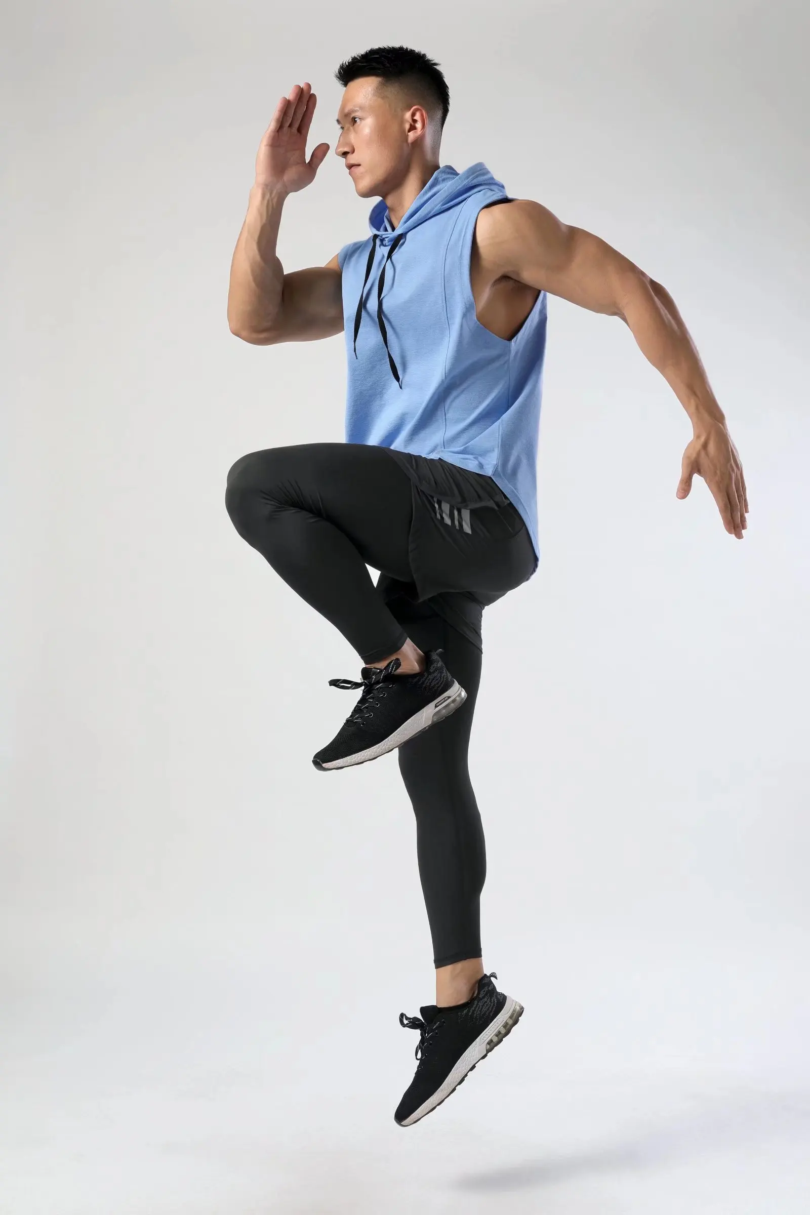 2022 New Gyms Clothing Mens Bodybuilding Hooded Tank Top Cotton Sleeveless Vest Sweatshirt Fitness Workout Sportswear Tops Male