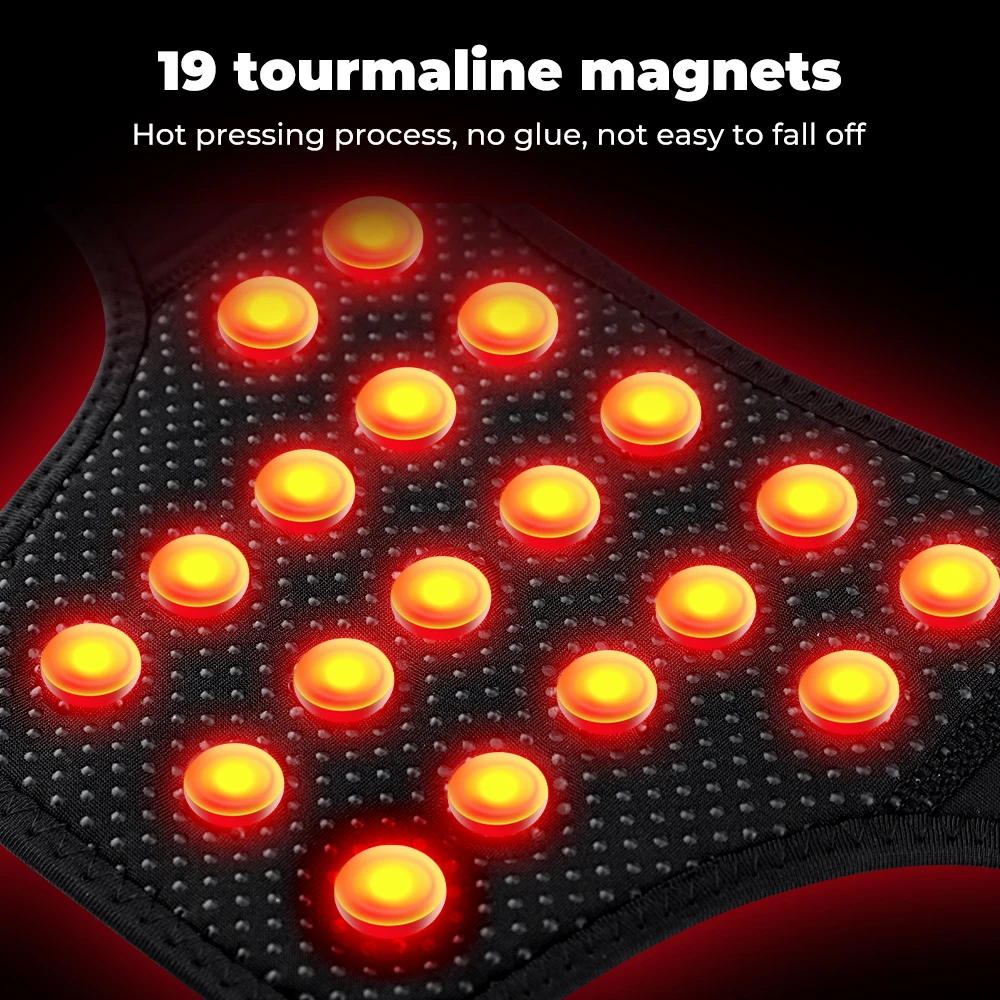 Heating Neck Pad 19PCS Tourmaline Magnetic Therapy Neck Brace Heated Neck Wrap Cervical Spine Support Protector Fatigue Relieve