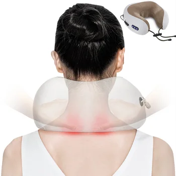 U Shaped Massage Pillow Hyperthermia Vibration Cervical Massager Neck Massager Electric Neck Shoulder Protector Relaxing Massage