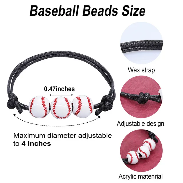 1PC Football Basketball Tennis Rugby Hand Bracelet for Children Men Women Girl Boy Adjustable Baseball Soccer Volleyball Beads 3